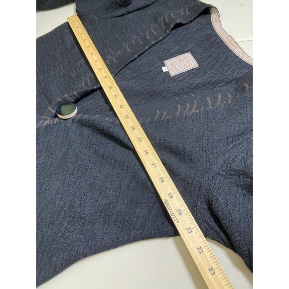 Hofius Black Textured Cardigan Size Medium Abstract Lagenlook Artsy Button - Picture 5 of 14